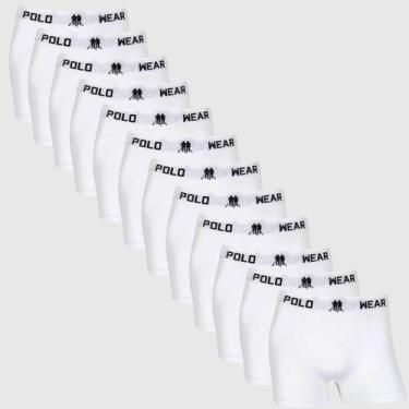 Imagem de Kit 12 Cueca Boxer Masculino Polo Wear Microfibra Confortavel, Branco,