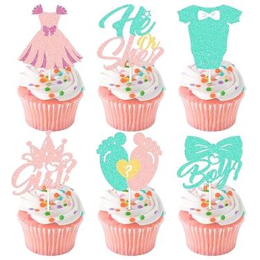 Imagem de 24 PCS Boy or Girl Cupcake Topper Glitter Oh Baby Cake Decorations Baby Shower Gender Reveal Cupcake Picks for Boy or Girl Theme Baby Shower Kids Birthday Party Supplies