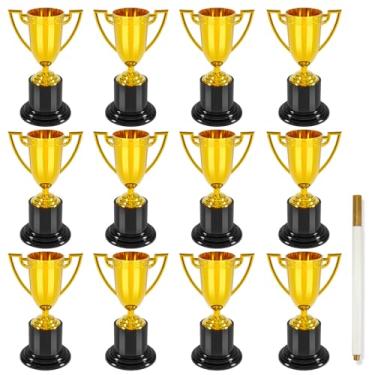 Imagem de COJOSQC Mini troféus de 10 cm, troféus de 12 peças para formatura do jardim de infância, torneios de boliche, jogos de basquete, prêmios de futebol, lembrancinhas de festa de futebol obrigatório
