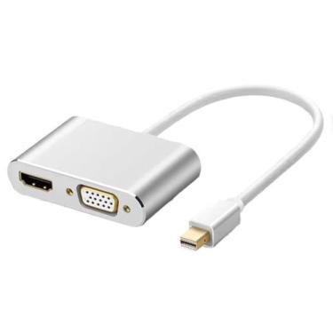 Imagem de HRIOEKAX Adaptador Mini DisplayPort para HDMI VGA, DisplayPort multifuncional Mini DP para HDMI VGA 1080P macho para fêmea Cabo conversor adaptador 2 em 1