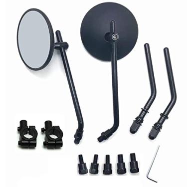 Imagem de Yibid Espelhos laterais retrovisores universais de motocicleta redondos de 10,16 cm, preto fosco, clássico, retrô, multiajuste para Cruiser Chopper Cafe Racer Sportster Bobber Touring Dyna Honda,