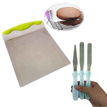 Imagem de Kit Confeiteiro C/ Espátula Salva Bolo Placa Culinária + Espátulas Ret