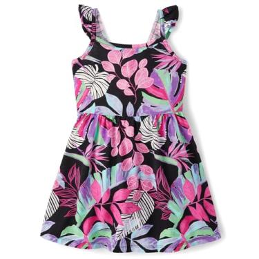 Imagem de The Children's Place Vestidos casuais sem mangas para bebês meninas e crianças pequenas, Tropical, preto, 4 Anos