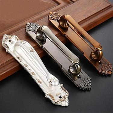Imagem de Puxador de porta estilo retrô sólido liga de zinco móveis porta de armário para abrir maçanetas de porta de madeira bronze branco 1 peça (ouro)