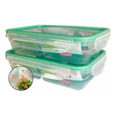 Imagem de Kit 2 Pote Plástico Com Travas E Divisória 730ml Freshy Sanremo