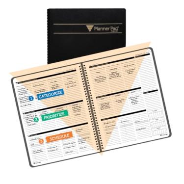 Imagem de Planner Pad Encadernação espiral janeiro a dezembro de 2026/calendário ano 20 1/5.1 cm x 27.9 cm grande 3 camadas funil down organizador de 12 meses, capa preta/tinta preta