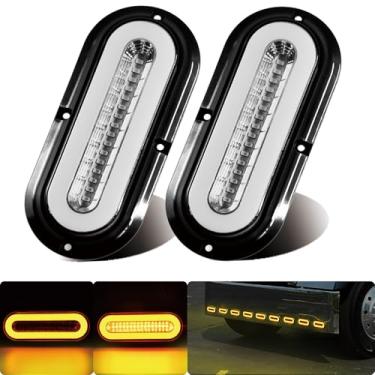 Imagem de WahMOTOTin 2 peças de 15,24 cm lente transparente oval âmbar 52 LEDs luzes de reboque com montagem em superfície de flange halo sinal de seta luz indicadora traseira 【Patente】 Submersível IP67 para
