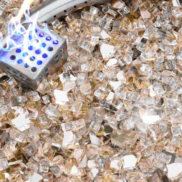 Imagem de NUPICK Vidro de fogo de 2,3 kg, vidro refletivo de 1/2 polegada, pedra de vidro de fogueira temperado para propano ou gás natural, pedras de vidro para mesa de fogueira, vidro de lareira para