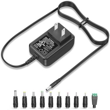 Imagem de Fonte de alimentação UL 12V 1A 0,8A 0,5A Carregador 12W Adaptador CA 12 V 1000mA 800mA 600mA 500mA 300mA Regulado 12 Volt DC Cabo de alimentação com 10 conectores intercambiáveis PERFEIDY