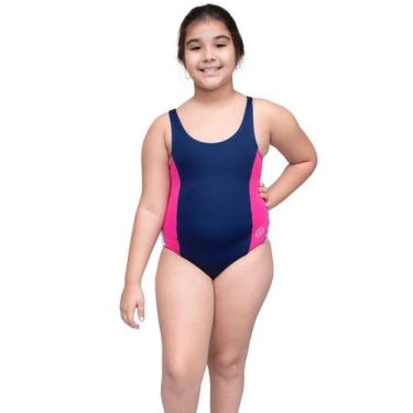 Imagem de Maiô Infantil Bicolor Natação - Suport Fitness, Feminino, Azul, Pink, 
