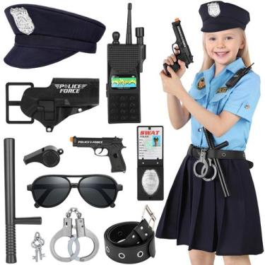 Imagem de Fantasia de policial Luucio Girls Kids com acessórios de 3 a 12 anos