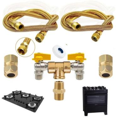 Imagem de Kit Duplo Gás Encanado P/ Cooktop Fogão E Forno Cobre 1,20m - Rama