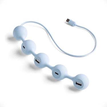 Imagem de LEXON Hub USB Peas HUB-C com 2 portas USB-A e 2 USB-C, extensor USB multiportas para MacBook, Ultrabooks e tablets, adaptador USB C para USB, suporta carregamento e transferência de dados - azul claro