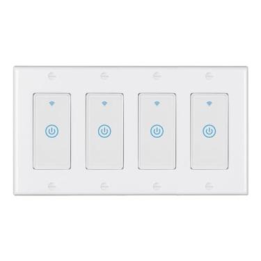 Imagem de Vilbetor Interruptor Inteligente Wi-Fi De 4 Polos, Sensível Ao Toque, Branco, Liga-Desliga Automático, Compatível Com Alexa