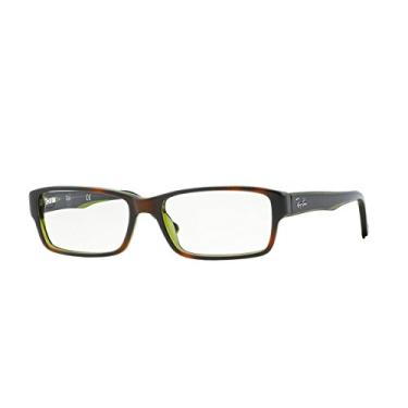 Imagem de Ray-Ban Rx5169 Armações retangulares de óculos de grau, Havana em lente verde transparente/demonstração, 52 mm