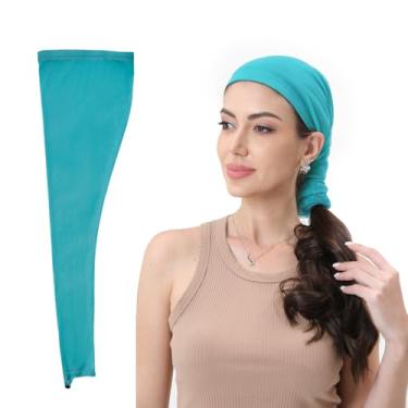 Imagem de Boyiexin Manga longa para cabelo trançado de 71 cm para tranças sem nós, touca de peruca elástica com elástico, rede de cabelo de malha respirável para dreadlocks de coque de crochê (verde)