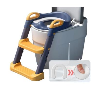 Imagem de Assento Redutor Infantil para Vaso Sanitário com Escada, Ajustável, Antiderrapante, Almofadado, Troninho (Azul)