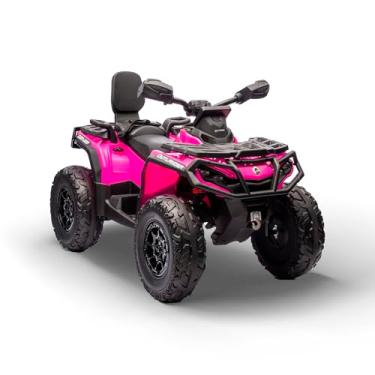 Imagem de Bang Toys - Quadriciclo Elétrico Infantil Can-Am Outlander 24V - Licenciado, com Banco de Couro, Amortecedores, Luzes de LED, Sons e Entrada USB/MP3 - Suporta até 50kg - Cor Rosa