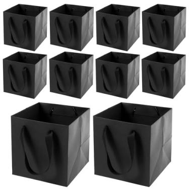 Imagem de Sacos de papel Kraft com alças, sacos de presente quadrados dobráveis, sacolas de lembrancinhas de festa de casamento, sacolas de embalagem de negócios de varejo, sacola de compras resistente, 2 sacos