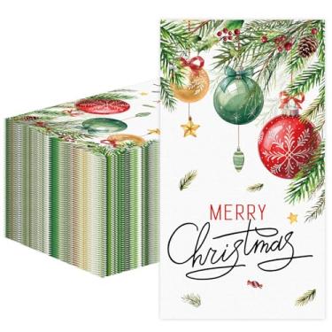Imagem de 100 peças guardanapos de papel de Natal, enfeites de Natal descartáveis toalhas de mão de hóspedes guardanapos de jantar de férias decorativos para decoração de casamento de aniversário de cozinha de