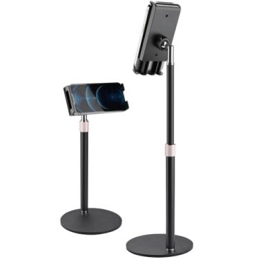 Imagem de LUMINFLY Suporte ajustável para tablet de telefone com ângulo e altura, suporte para smartphone de mesa para rotação de 360°, compatível com iPhone 14/13/12, S21/S20/S10, suporte para celular
