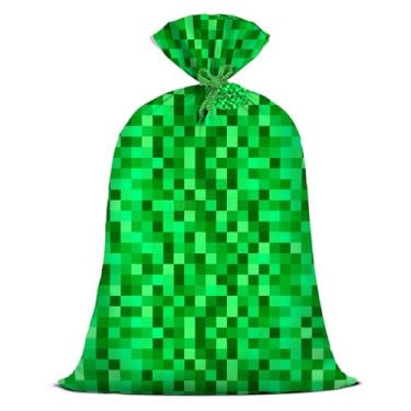 Imagem de Bolsa de presente de plástico grande grande verde para meninos 142 x 91 cm, decoração de aniversário infantil, tema mineiro, suprimentos de festa de Natal