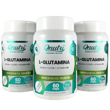 Imagem de Kit 3x L-Glutamina Qnutri Suplemento Natural Aminoácidos 60 cápsulas