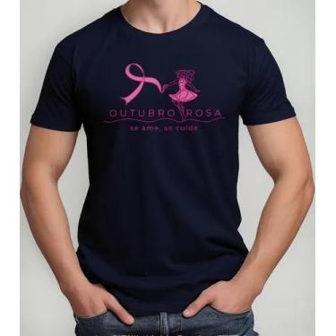 Imagem de Camiseta Camisa Feminina Masculina Algodão Campanha Outubro Rosa Preve