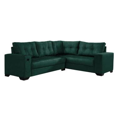 Imagem de Sofá de Canto 5 Lugares Dijon com Entrada USB Suede Verde