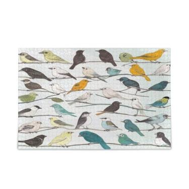 Imagem de WELLDAY Quebra-cabeça pássaros em galhos 1000 peças grande jogo de arte para adultos adolescentes