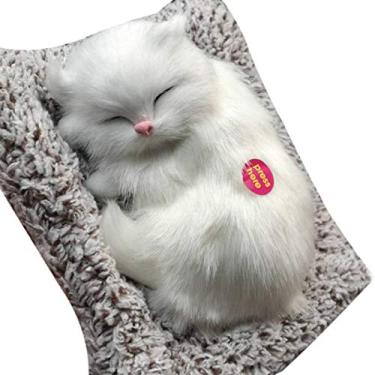 Imagem de Boneca de Pelúcia Gato e Cachorro com Simulação Respiração Golden Retriever Labrador Corgi Brinquedo Animal Choro Macia para Bebês Presente