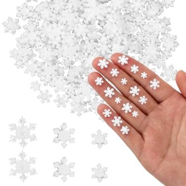 Imagem de 210un Mini Flocos Neve Resina, 3 Tamanhos Flocos Neve Resina Miniatura Glitter para Inverno Pequenos Enfeites para Árvore Natal Caseira Micropaisagem Decoração Suprimentos Festas (Branco)