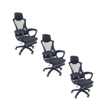 Imagem de Kit 3 Cadeiras de Escritório Oficial Supreme Preto
