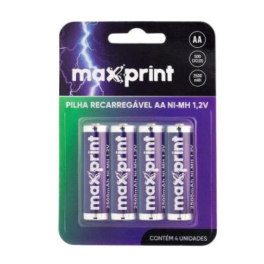 Imagem de Pilha Recarregavel Maxprint Aa 1,2V 2500Mah C/4