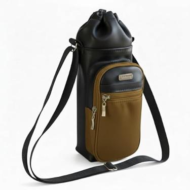 Imagem de Bolsa Térmica (PRETO COM OURO) GALANTE para Garrafa de 1 LITRO em Couro Sintético - Coleção Cores VERÃO 2026