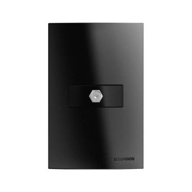 Imagem de Tomada Soprano Brava Up - Cabo Coaxial Terminal com Placa 4X2 Preto