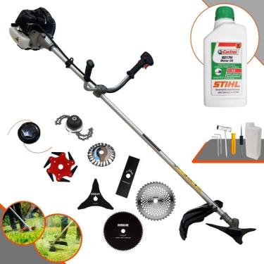 Imagem de Roçadeira Anmax Cg430b 43cc + 6 Facas + Escova + óleo Stihl