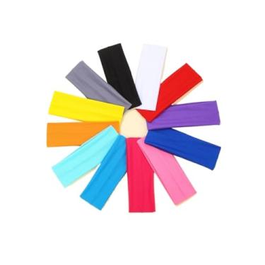 Imagem de Kit 12 Faixas De Cabelo Confortável Elástica Esporte Tiara Academia Lazer Passeio Yoga Headband(12 unidades COLORIDAS)