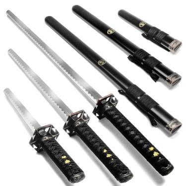 Imagem de Espada Conjunto 3 Katanas Ninjato Rokkaku Aço Carbono + Suporte + Óleo Lubrificante (93573)