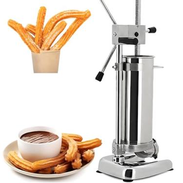 Imagem de Dfdieratve Máquina de Churro 3L, Churro Manual com 5 Bicos de Aço Inoxidável Vertical Churro, Máquina de Fazer Donuts Churros para Padarias e Restaurantes