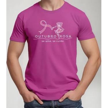 Imagem de Camiseta Camisa Feminina Masculina Algodão Campanha Outubro Rosa Preve