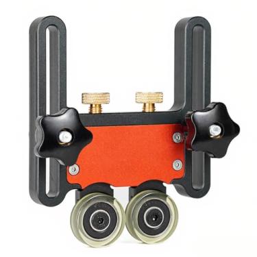 Imagem de Mesa de Serra Liga Alumínio Tabua Alimentação Pressão Fixação Roda Rolamento para Trilhos T Filtro Mecânico Madeira com Ajustável Rodas Poliuretano Flexíveis Propulsão Suave