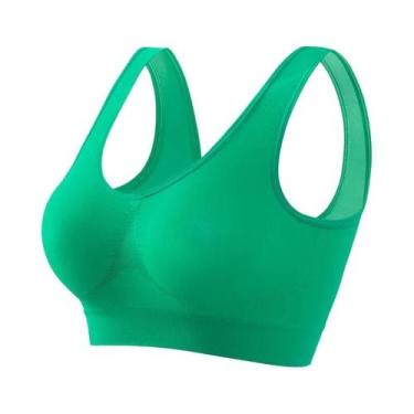 Imagem de Sutiã Esportivo Sem Costura Push-Up Feminino Sem Arame S-5XL Cor Sólid