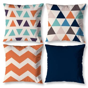 Imagem de Kit 4 Capas Almofada Sala 40Cm X 40Cm Estampadas Geo Chevron