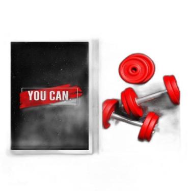 Imagem de Kit Quadros Halteres De Academia You Can 24X18Cm 2 Peças