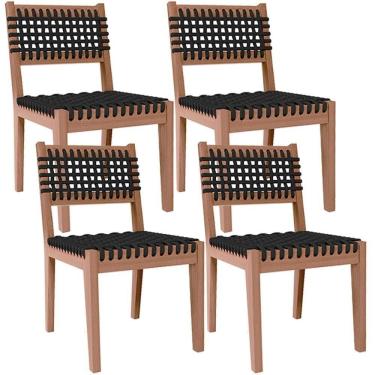 Imagem de Kit 4 Cadeira área Externa Cozinha Varanda Corda Náutica Preto Giardino G01 Castanheira - Lyam Decor
