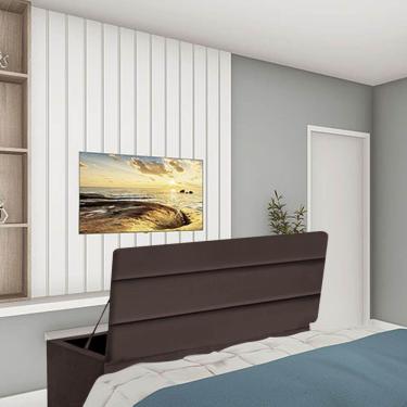 Imagem de Calçadeira Baú Recamier Estofada Cama King 190cm Argentina Suede Marrom- Mabe Magazine