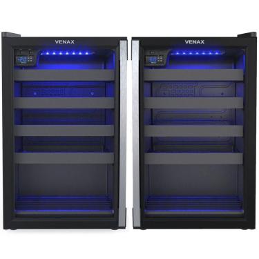 Imagem de Conjunto Venax Expositora Champanheira Porta Invertida E Adega Piubella 100 Litros Preto Fosco 110V