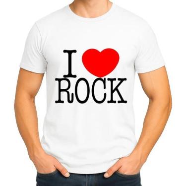 Imagem de Camisa Camiseta de Algodão Masculina Feminina Unissex  I Love Rock  Eu