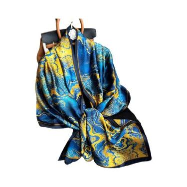Imagem de Lenço De Seda Luxuoso Feminino 180x90CM Estampa Fashion Xale Longo Pro